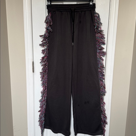Pants - Gray Sweatpants with Colorful Fringe